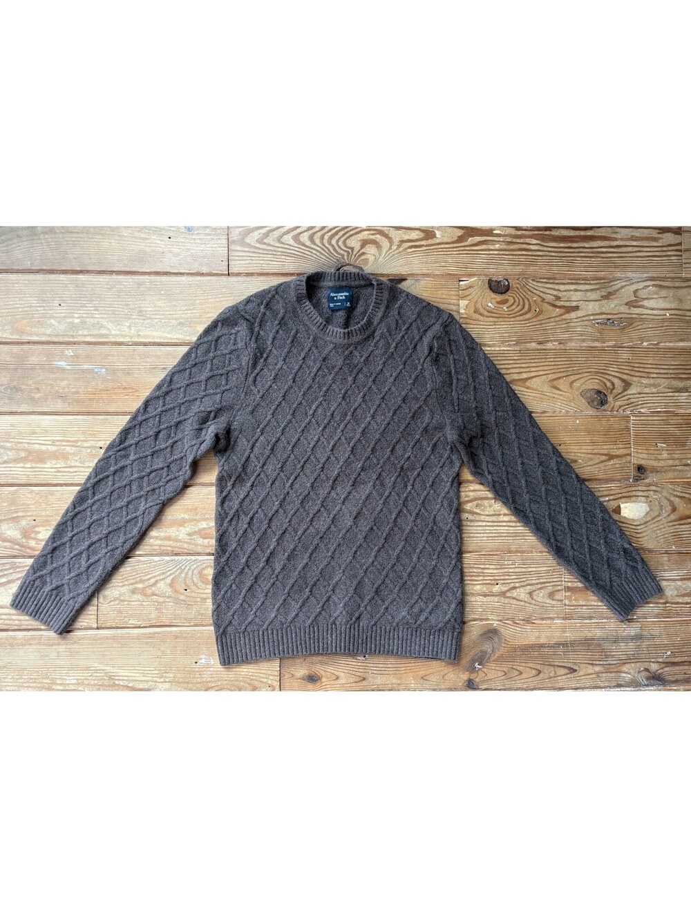 Abercrombie and Fitch Men's M Brown Cable Knit Crewneck Sweater